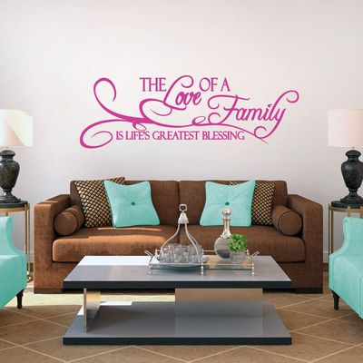 Sweetums Signatures The Love of A Family is Life's Greatest Blessing Wall Decal 60" Wide x 20" Tall Hot Pink