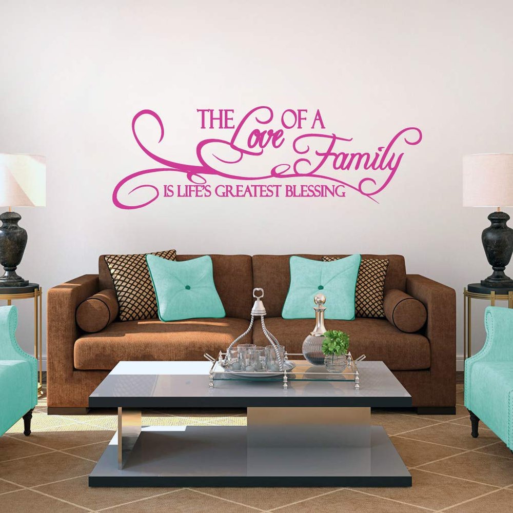 Sweetums Signatures The Love of A Family is Life's Greatest Blessing Wall Decal 60" Wide x 20" Tall Hot Pink