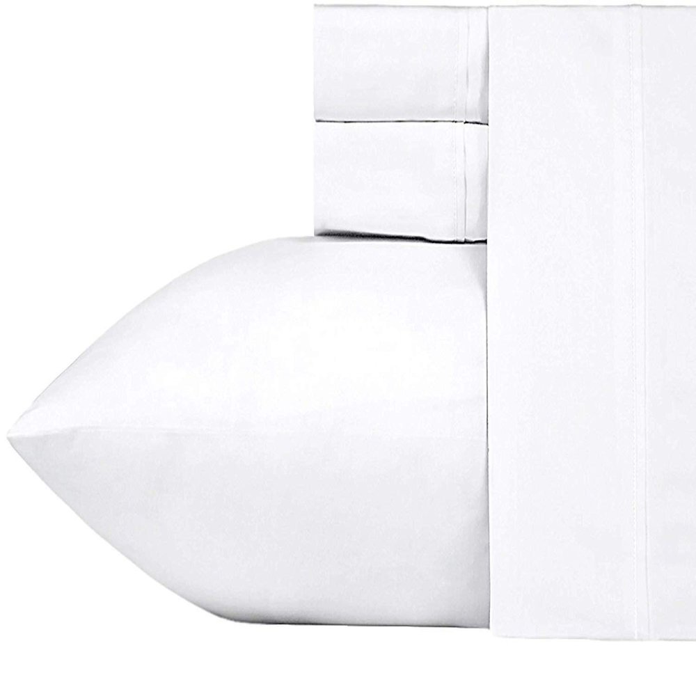 Split Head Flex King Sheets for Adjustable Beds, Flex Top King Sheets for Sleep Number Bed 100% Egyptian Cotton - 4Pcs Sheet Set -34" Top Split to fit Upto 16" Deep Mattress (White Solid)