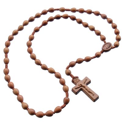 5 Decade Light Jujube Wood Teardrop 10mm Rosary