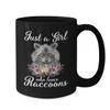 BeeTeeStore Just A Girl Who Loves Raccoons Coffee Mug - Stylish Floral Animal Lover Gift for Women & Raccoon Moms - 15oz Black Ceramic Tea Cup for Birthdays & Mother's Day view 2