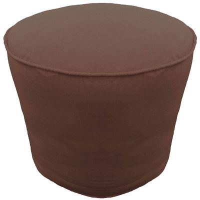 Footstool Round Pouf Cover with Piping Ottoman Cover Cotton Brown 24" Diameter x 16" Height (60 cm Diameter x 40 cm Height) Cover ONLY, Not Stuffed, Insert not
