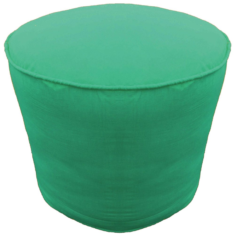 Saffron Ottoman Footstool Cover Cotton Round Pouf Cover with Piping Teal Blue 22" Diameter x 16" Height (55 cm Diameter x 40 cm Height) Cover ONLY, Not Stuffed, Insert not Included
