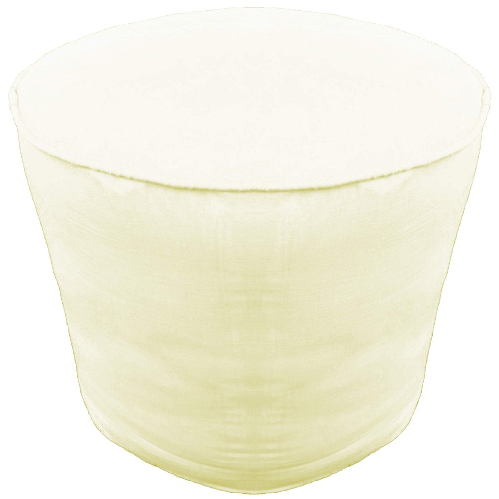 Round Pouffe Cover with Piping Ottoman Footstool Cover Cotton Ivory 32" Diameter x 16" Height (81 cm Diameter x 40 cm Height) Cover ONLY, Not Stuffed, Insert not