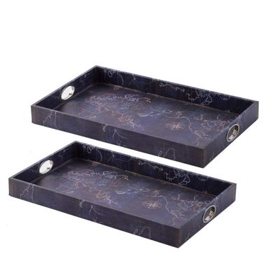 Loui Michel Cie Blue, 25x15x2.5 Tray, Set of 2