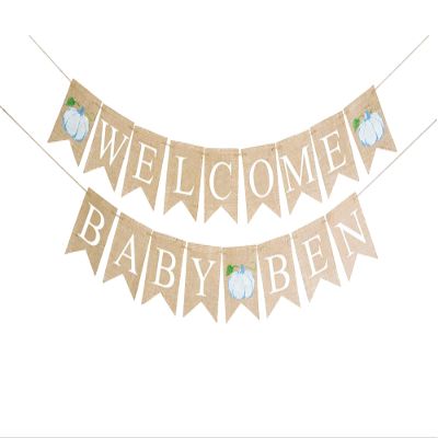 Swanky Party Box | Blue Pumpkin Welcome Baby Personalized Banner for Fall Baby Shower or Gender Reveal Party Dcor