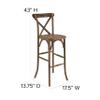 EMMA + OLIVER Dark Antique Wood Cross Back Barstool view 2