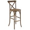 EMMA + OLIVER Dark Antique Wood Cross Back Barstool view 3