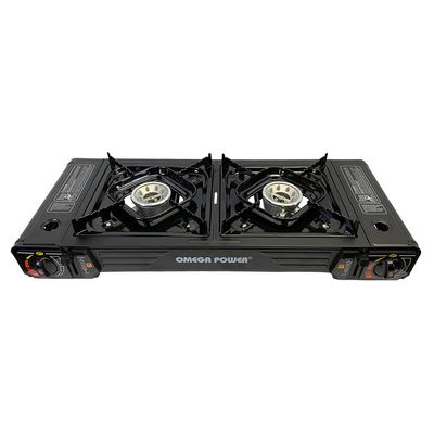 Auto Electric Lighter Ignition Butane 10,000 BTU Portable Double Burner Cooker Stove
