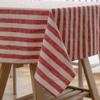 Aquazolax Red Stripe Table Cloths for 6 Foot Rectangle Tables, Textured Linen Tablecloth Farmhouse Home Decoration for Kitchen and Dining Room Tables, 54" x 84", Red view 1