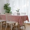 Aquazolax Red Stripe Table Cloths for 6 Foot Rectangle Tables, Textured Linen Tablecloth Farmhouse Home Decoration for Kitchen and Dining Room Tables, 54" x 84", Red view 2