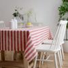 Aquazolax Red Stripe Table Cloths for 6 Foot Rectangle Tables, Textured Linen Tablecloth Farmhouse Home Decoration for Kitchen and Dining Room Tables, 54" x 84", Red view 3