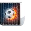 Amagical Football Ball on Fire and Water Design 3 Piece Bathroom Mat Set Shower Curtain Set Non Slip Dirtproof Bath Mat Contour Mat Waterproof Shower Curtain with 12 Hooks view 2