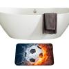 Amagical Football Ball on Fire and Water Design 3 Piece Bathroom Mat Set Shower Curtain Set Non Slip Dirtproof Bath Mat Contour Mat Waterproof Shower Curtain with 12 Hooks view 3