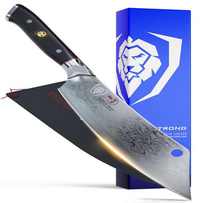 DALSTRONG Hybrid Cleaver & 8" Chef Knife - Shogun Series ELITE - The 'Crixus' - Japanese AUS-10V Super Steel Kitchen Knife - Black Handle - Razor Sharp Knife - Meat Cleaver Heavy Duty - w/Sheath Cover