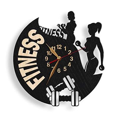 monastar Fitness Wood Wall Clock -Select Size- Big I Love My Body Gym Women Bodybuilding Female Sport Wall Art Dcor