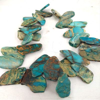 Blue snak Skin Jasper Jewelry- Imperial Jasper Terra Jasper 25-40mm 17inch Slab Focal Freeform Gemstone Beads - Snakeskin Pendant