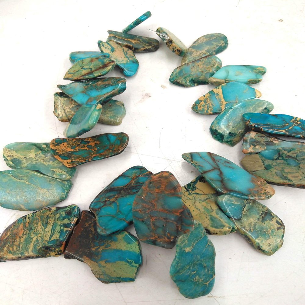 Blue snak Skin Jasper Jewelry- Imperial Jasper Terra Jasper 25-40mm 17inch Slab Focal Freeform Gemstone Beads - Snakeskin Pendant