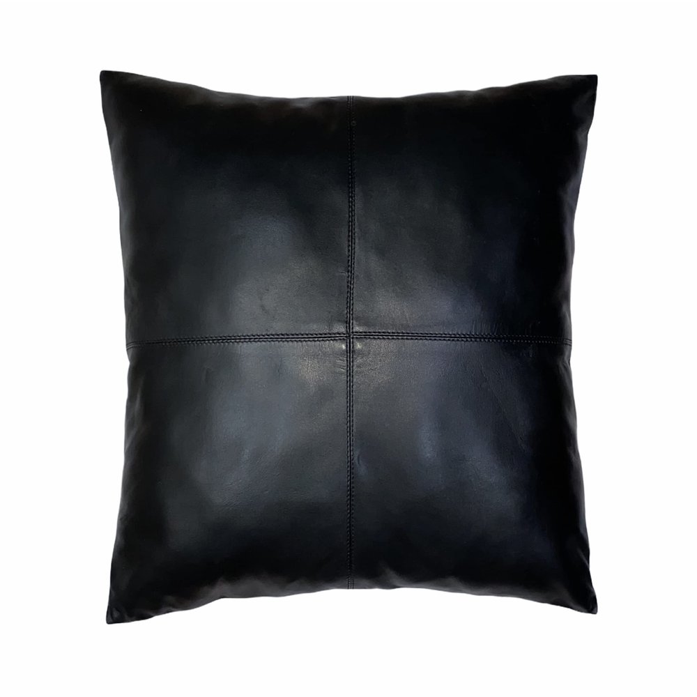 Aaron Craft Lambskin Leather Cushion Pillow Cover (Black, 16x16)