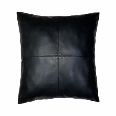 Aaron Craft Lambskin Leather Cushion Pillow Cover (Black, 20x20)