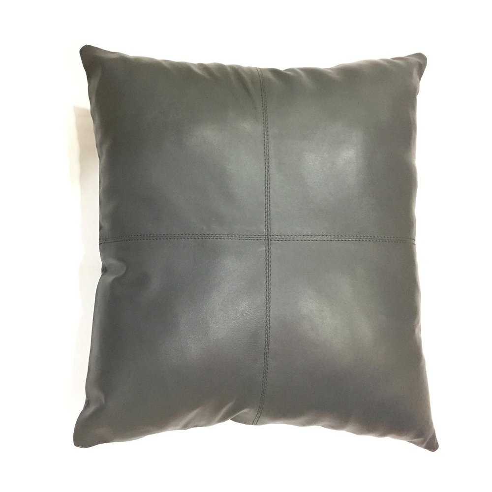 Aaron Craft Lambskin Leather Cushion Pillow Cover (Gray, 16x16)