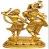 Exotic India Large Size Dancing Radha-Krishna - Brass Statue - Color Gold Color view 2