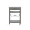 Riverbay Furniture Granite Top Pine Wood Rolling Kitchen Island Microwave Cart on Wheels with Storage in Gray view 4