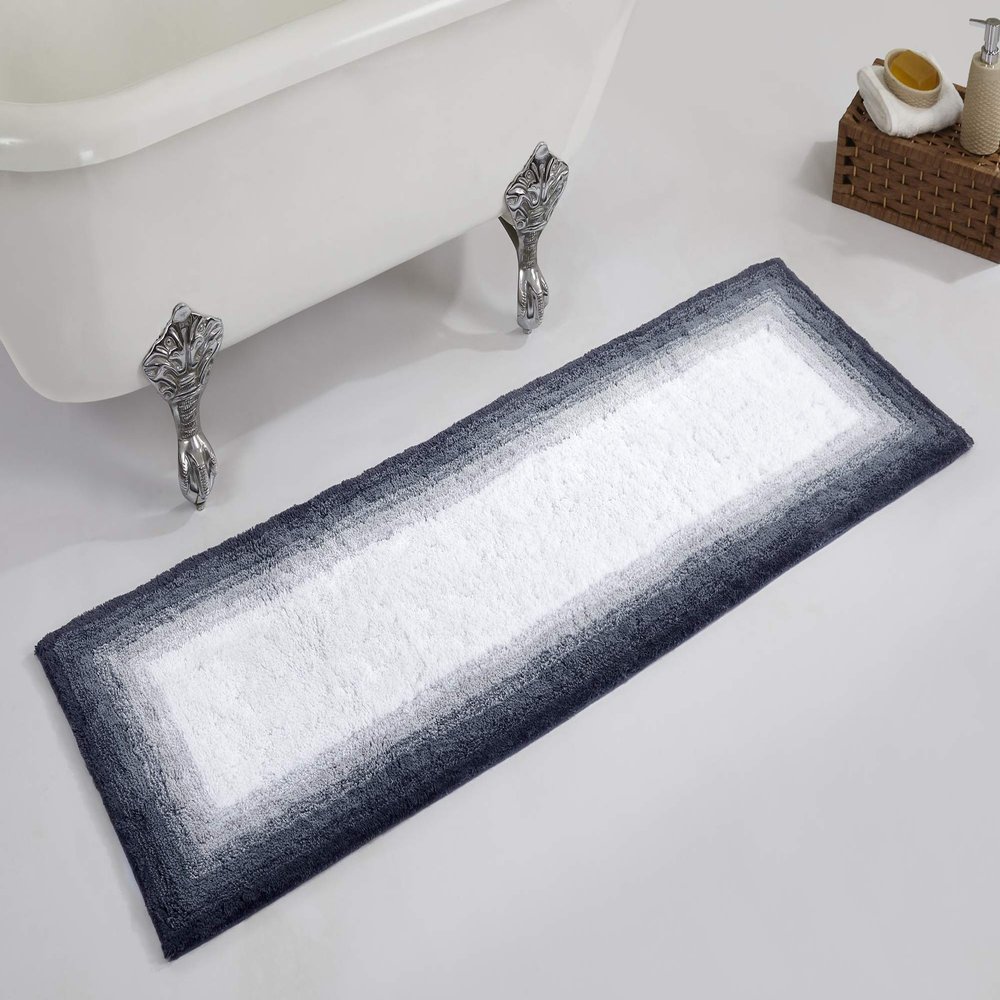 Better Trends 100% Cotton Torrent Collection Bath Mats, Gray Bath Mat - Tufted, Absorbent & Machine Washable Bath Mats Runner for Tub, Shower, and Bath Room, 20" x 60"