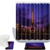 Amagical Bathroom Rug Mats Set Shower Curtain Set 3 Piece Memory Foam Extra Soft Shower Bath Rugs Contour Mat Shower Curtain and 12 Hooks Purple Sky Paris Eiffel Tower Beautiful Scene view 1
