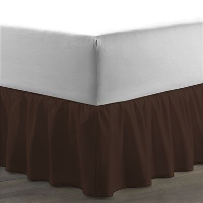 Amuze Bedding Egyptian Cotton 300 Thread Count 1 PC Tailored Single Ruffled/Dust Ruffle Bed Skirt (Chocolate, Cal Queen, Drop Length 17 Inches)
