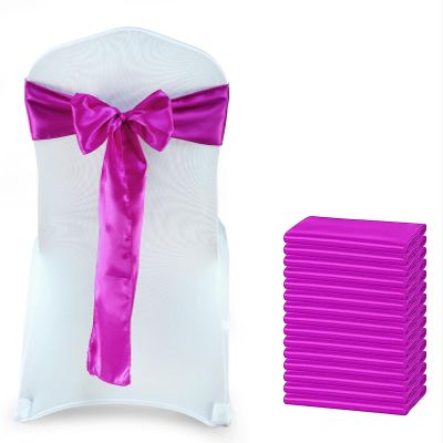 VDS Satin Chair Sashes Chair Cover back Tie Sateen Bows Ribbon for Wedding Birthday Graduation Engagement Ceremony Event Party Banquet Venue Hotel all Dining Chair Decoration (125PC) (Magenta Violate)