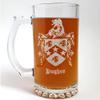 Hughes Coat of Arms Beer Stein Set of 4  16 oz | Engraved Family Crest Glass | Free Personalized Engraving view 4