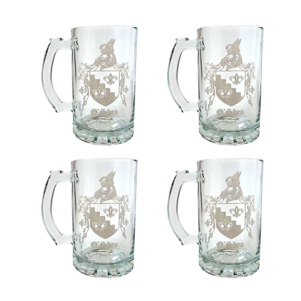 O'Shea Irish Family Coat of Arms Beer Stein 16 oz  Personalized Heraldic Engraving
