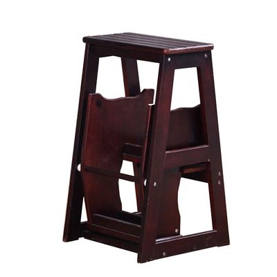 Brown Ladder Stool for Adult Child 3 Step Foldable Ladder Chair Multifunctional Solid Wood Flower Shelf Indoor Ascend Stepladder Stool