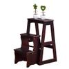 Brown Ladder Stool for Adult Child 3 Step Foldable Ladder Chair Multifunctional Solid Wood Flower Shelf Indoor Ascend Stepladder Stool view 3