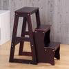 Brown Ladder Stool for Adult Child 3 Step Foldable Ladder Chair Multifunctional Solid Wood Flower Shelf Indoor Ascend Stepladder Stool view 4