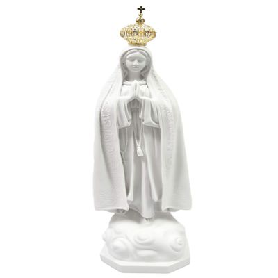 Vittoria Collection 36 Inch Our Lady of Fatima with Jeweled Metal Crown Virgin Mary Italian Statue Sculpture Made in Italy Indoor Outdoor Garden