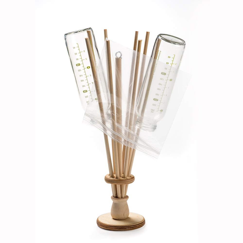 Lehman's Economical and Eco-Friendly Wooden 8-Arm Bag Holder and Bottle Dryer