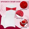 MDS Pack of 150 Spandex Chair Sashes Bows Universal fits Elastic Stretch Chair Bands Ties with Buckle Slider Bow for Wedding Decoration Spandex Slider Sashes Bow - Red view 3