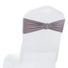 MDS Pack of 50 Spandex Chair Sashes Bow Premium Stretch Chair Cover Band with Buckle Slider Universal fits Elastic Dining Chair Ties for Wedding Party Banquet Events Decoration - Silver Gray view 1