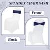MDS Pack of 50 Spandex Chair Sashes Bow Premium Stretch Chair Cover Band with Buckle Slider Universal fits Elastic Dining Chair Ties for Wedding Party Banquet Events Decoration - Navy Blue view 4
