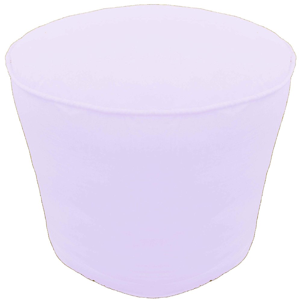 Ottoman Footstool Cover Round Pouf Cover with Piping Cotton White 20" Diameter x 16" Height (50 cm Diameter x 40 cm Height) Cover ONLY, Not Stuffed, Insert not Included