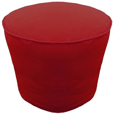 Ottoman Round Pouf Cover with Piping Footstool Cover Cotton Burgundy 18" Diameter x 16" Height (45 cm Diameter x 40 cm Height) Cover ONLY, Not Stuffed, Insert not Included