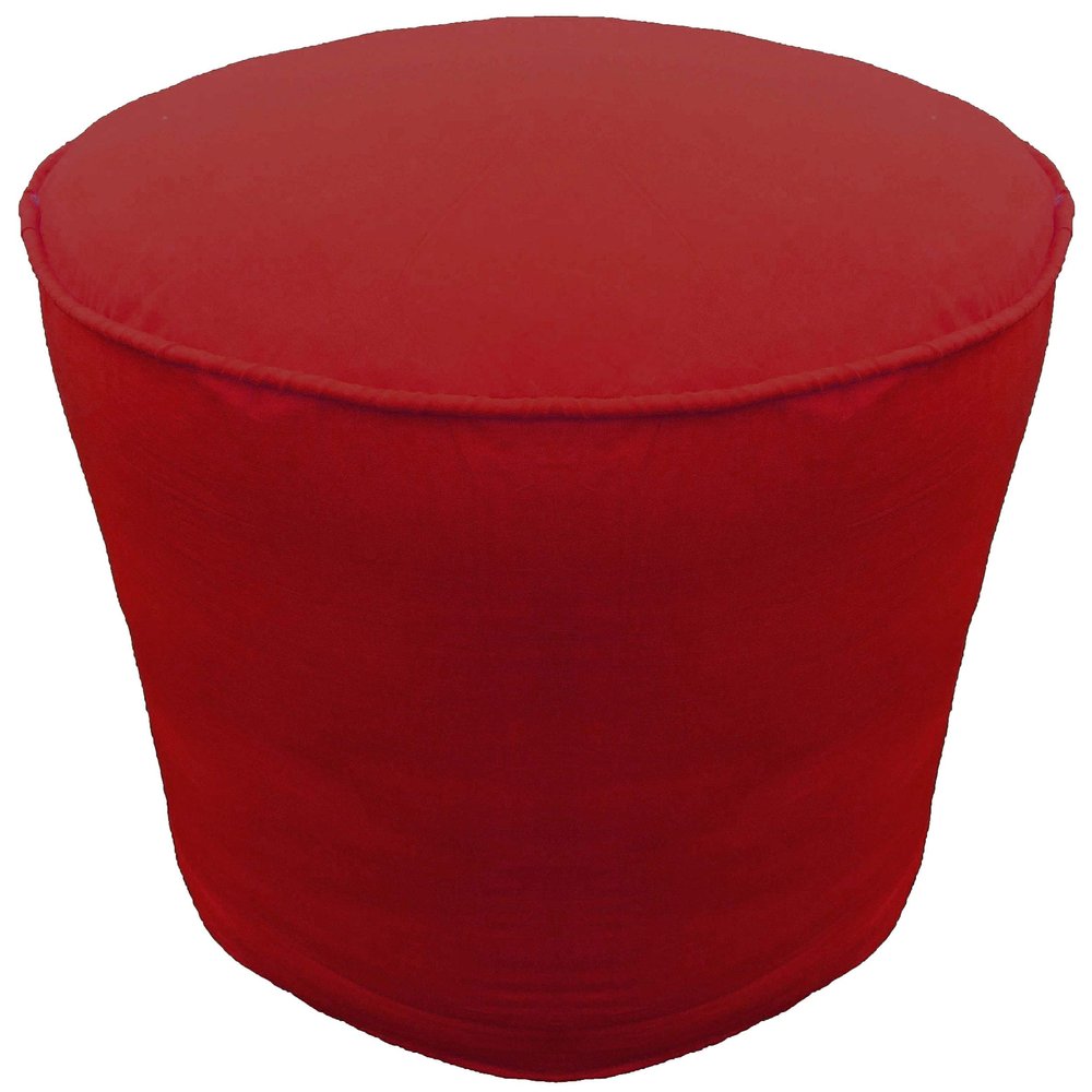 Ottoman Round Pouf Cover with Piping Footstool Cover Cotton Burgundy 18" Diameter x 16" Height (45 cm Diameter x 40 cm Height) Cover ONLY, Not Stuffed, Insert not Included