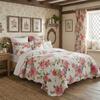 DaDa Bedding Romantic Roses Floral Bedspread Set - Lovely Spring Pink & White Scalloped Colorful Lightweight Breathable - Bright Vibrant Quilted Coverlet w/Pillow Shams - Cal King - 3-Pieces view 3
