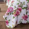 DaDa Bedding Romantic Roses Floral Bedspread Set - Lovely Spring Pink & White Scalloped Colorful Lightweight Breathable - Bright Vibrant Quilted Coverlet w/Pillow Shams - Cal King - 3-Pieces view 4