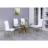 Best Quality Furniture 5PC Dining Set (1 Table + 4 Chairs), White, Gold view 2
