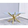 Best Quality Furniture 5PC Dining Set (1 Table + 4 Chairs), White, Gold view 3