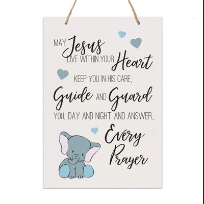 LifeSong Milestones Baptism Christening Gifts for Baby Boys and Girls Decor Sign Gift Son Daughter Godchild Godson Goddaughter Child 1st Holy Communion 8"x12" (May Jesus Rope)