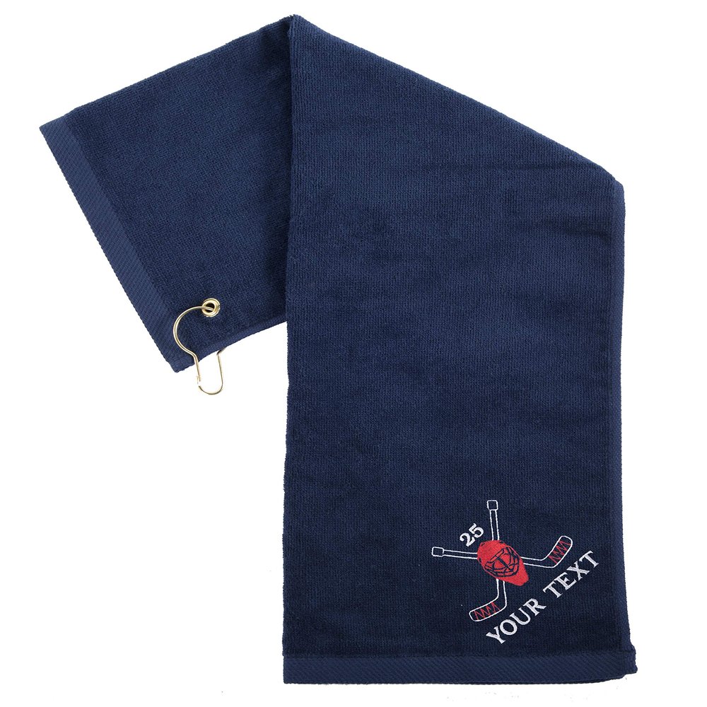 Mato & Hash Custom Embroidered Hockey Towels, Personalized Rally Towels, Team Bulk Towels - 10PK Navy CE6900Hockey